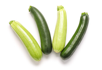 Fresh squashes on white background