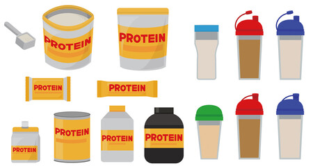 プロテイン　複数 セット イラスト