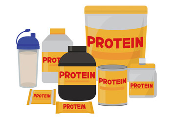プロテイン 並び　複数 セット イラスト