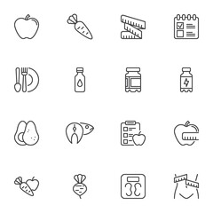 Healthy lifestyle line icons set