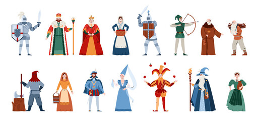 Middle Ages people of different estates set, flat vector illustration isolated. © Kudryavtsev