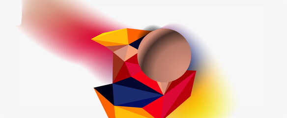 Trendy 3d geometric composition, design template for business or technology presentation, internet poster or web brochure cover