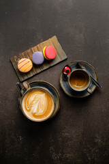 Obraz na płótnie Canvas cup of cappuccino with desserts