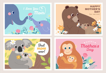 Cute animals celebrate mother's day
