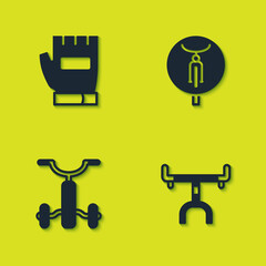 Set Gloves, Bicycle handlebar, for kids and icon. Vector