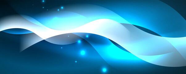 Shiny glowing neon wave, light lines abstract background. Magic energy and motion concept. Vector wallpaper template