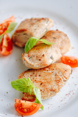 chicken Sous Vide cooked with grilled vegetables