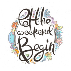 Hand lettering grunge card with flower background. Handcrafted doodle letters in retro style. Hand-drawn vintage typography