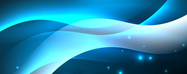 Shiny glowing neon wave, light lines abstract background. Magic energy and motion concept. Vector wallpaper template