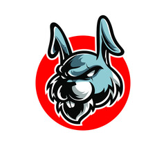 Rabbit head e sport mascot logo