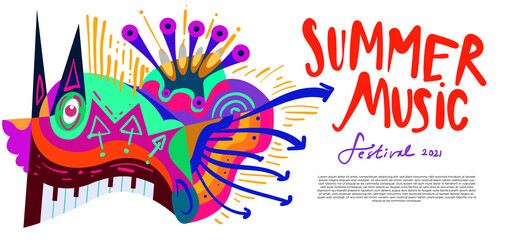 Vector illustration colorful summer music festival banner