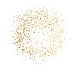 Fototapeta na wymiar Golden splash or glittering spangles round frame with empty center. Golden glittering circle.