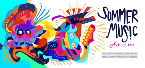 Vector illustration colorful summer music festival banner