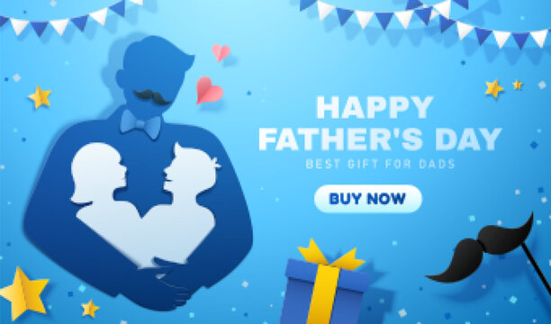 Father's day blue promo banner