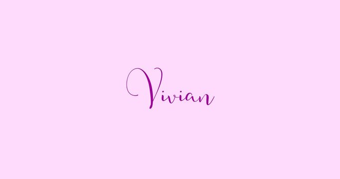 Vivian Female Name in Stylish Lettering Text Animation on Pink Background- 4k