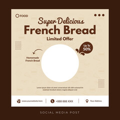 French bread social media promotion template