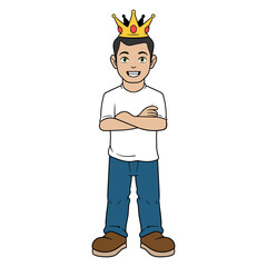 Vector Man Wearing a Crown Illustration