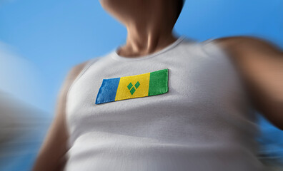 The national flag of Saint Vincent on the athlete's chest