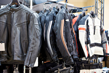 Motorcycle clothing in shop