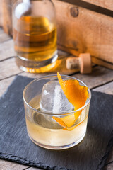 Oaxaca old fashioned cocktail with Mexican mezcal and tequila