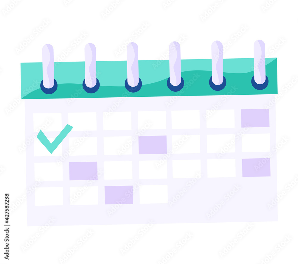 Poster reversible calendar for hanging on wall and setting date. daily routine planner with check mark sign