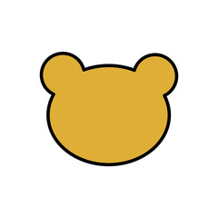 Cute bear head. The teddy bear is a symbol of Mother's Day. Black linear icon on a white background. Trendy yellow. 
