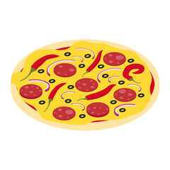 Delicious mexican pizza isolated on white.