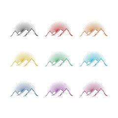 Mountains logo design isolated on white background color set