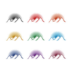 Mountains logo design isolated on white background color set