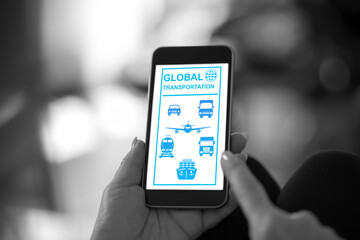 Global transportation concept on a smartphone