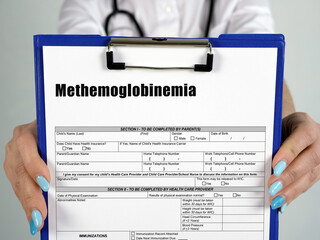 Healthcare concept about Methemoglobinemia with phrase on the piece of paper.