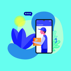 vector illustration of a package delivery service.