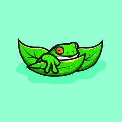 Frog logo design vector illustration. frog icon.