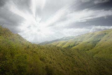 Green hills with landscape view