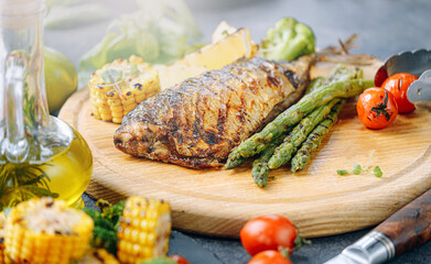 grilled mackerel with vegetables