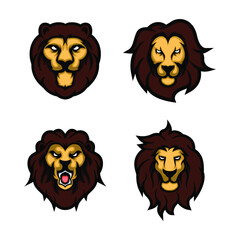 Set Collection head lion logo design.