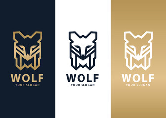 abstract, animal, art, background, beautiful, business, cartoon, clever, colorful, corporate, coyote, creative, Abstract wolf logo with three different color concepts. wolf icon.