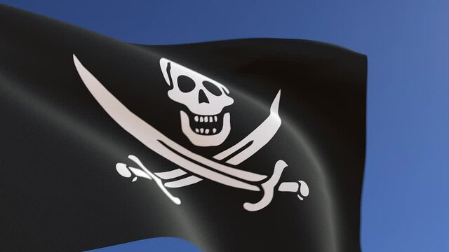 Pirate Flag of the Jack Rackham Waving in the Wind
