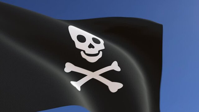 Pirate Flag of the Jolly Roger Waving in the Wind 