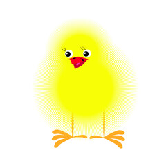 Fluffy, yellow Easter chicken . Vector illustration.
