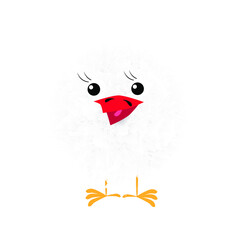 Cute white Easter chicken . Vector illustration.