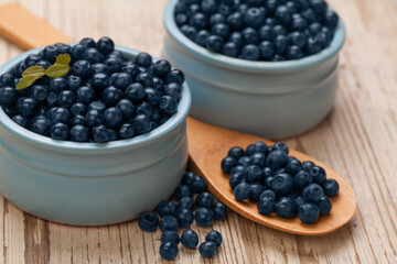 Blueberries on white vintage wooden table