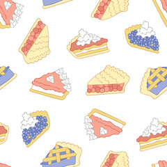 Piece of cake. Seamless vector pattern (background). Cartoon print. 
