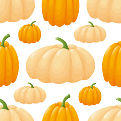 Seamless pattern with pumpkins.