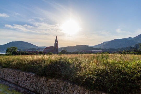 Croation church on sunset view, Croatia.