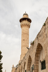 Fototapeta na wymiar The Bab Al Asbat Minaret on the Temple Mount in the Old Town of Jerusalem in Israel