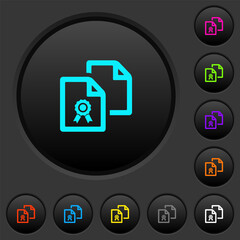 Fototapeta premium Copy certificate dark push buttons with color icons