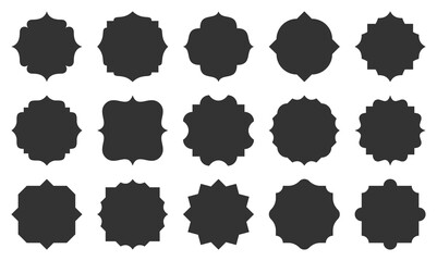 Elegant royal frames set. Decorative retro blank shapes. Vintage emblem labels. Victorian classic price tag border design. Empty cover packaging sticker. Contour scrapbook text frame, vignette stamp