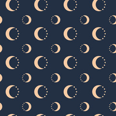Stars and moon seamless pattern. Vector illustration.
