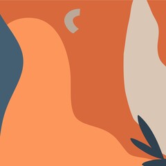 Hand drawn vector abstract stock graphic illustration bohemian art background, with modern collage nature artistic contemporary print template of boho shapes,silhouettes,moon and stars